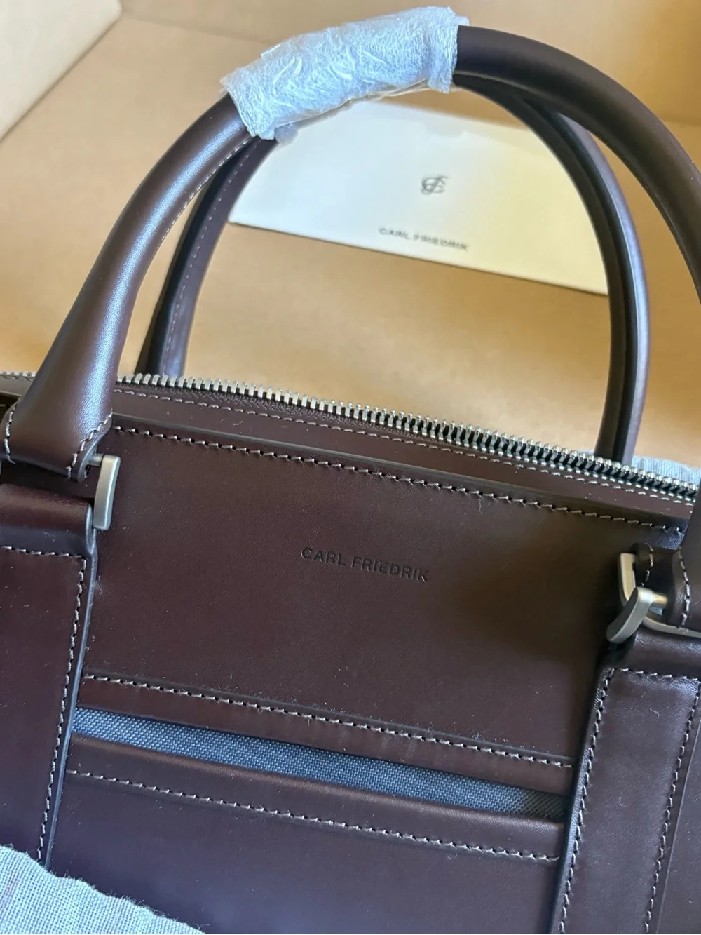 Authentic NEW open box- Carl Friedrik Palissy Briefcase- Chocolate